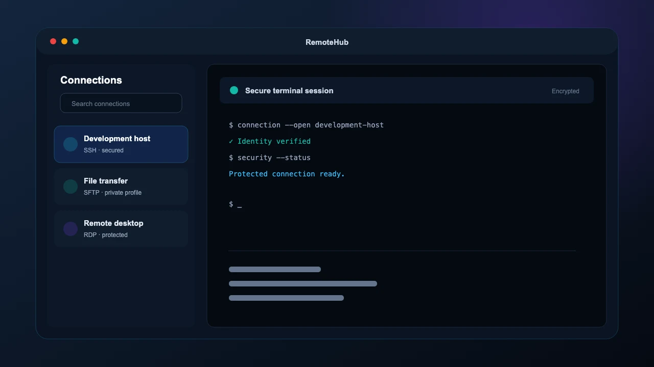 Konzeptioneller Screenshot der RemoteHub macOS-Anwendung