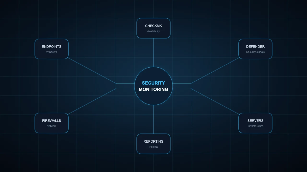 Abstrakte Ansicht einer Security-Monitoring-Architektur